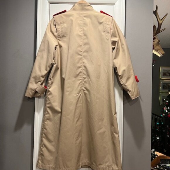 Vintage Womens London Fog Swing Trench Coat Sz 8 Petite Tan w Red - Picture 3 of 3